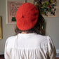 Hand Knit Red Wool Beret