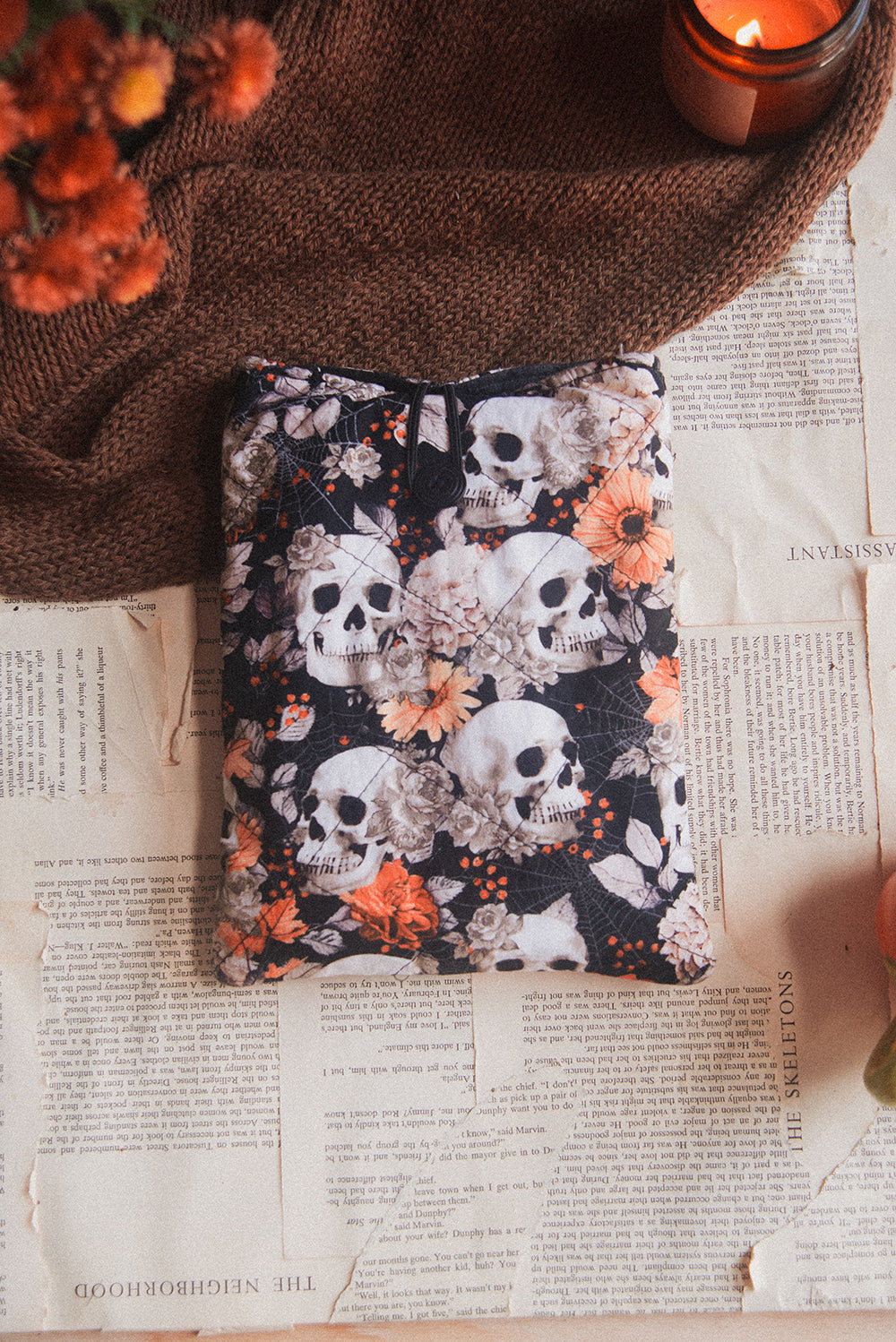 Skulls & Fall Leaves Book Sleeve