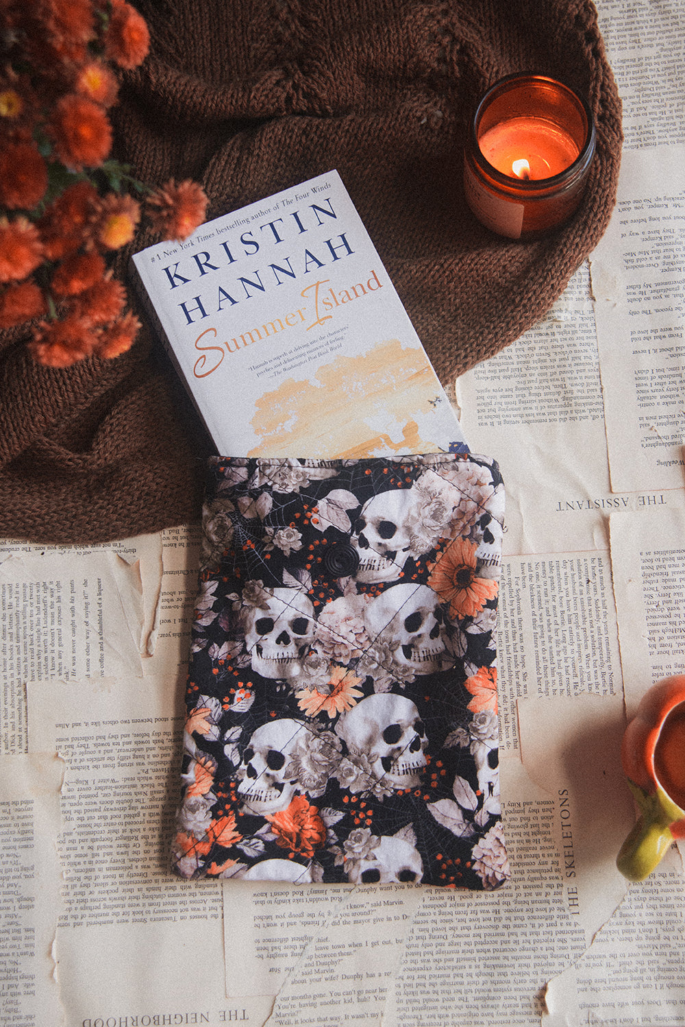 Skulls & Fall Leaves Book Sleeve