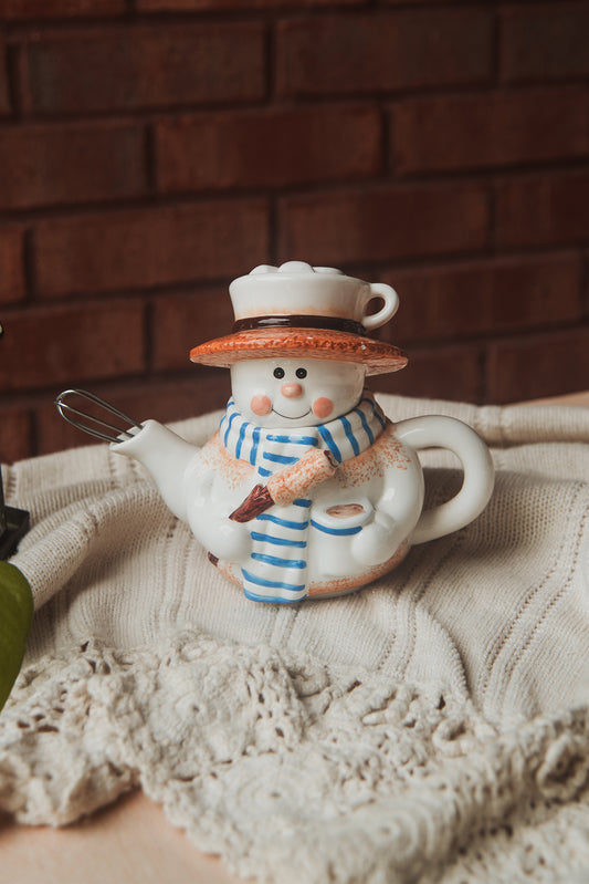 S'mores Snowman Teapot with Whisk