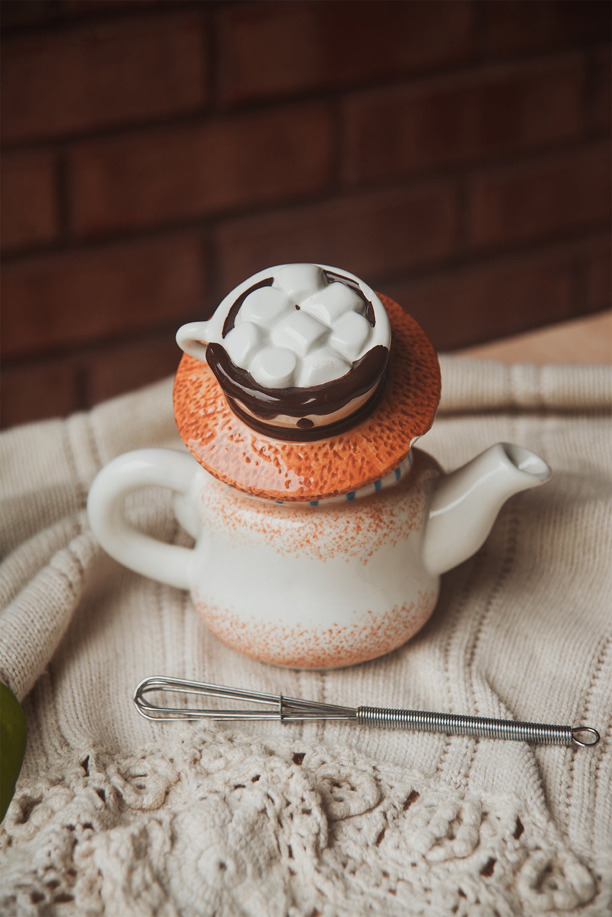 S'mores Snowman Teapot with Whisk