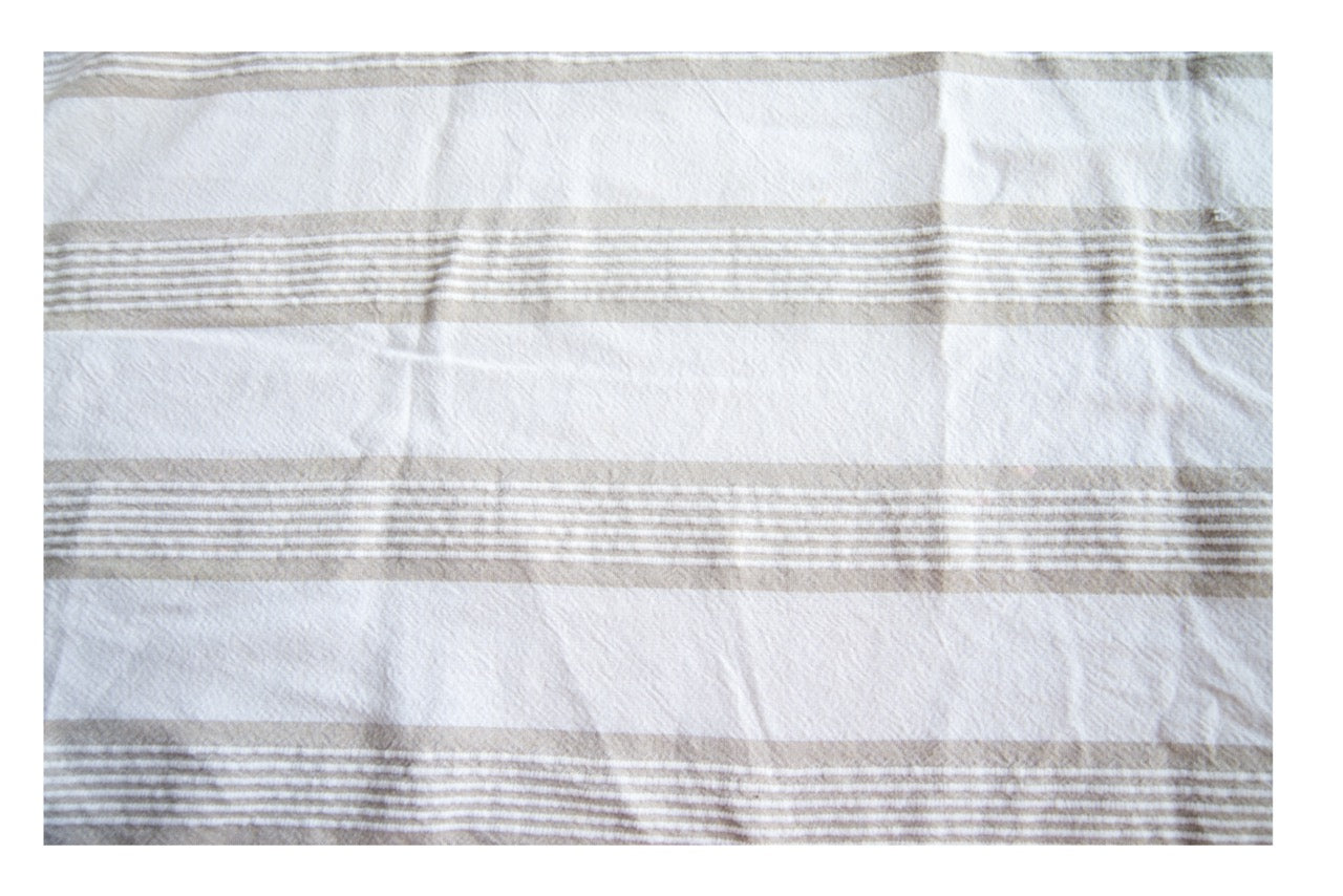 Textured Cotton - White and Beige Stripes