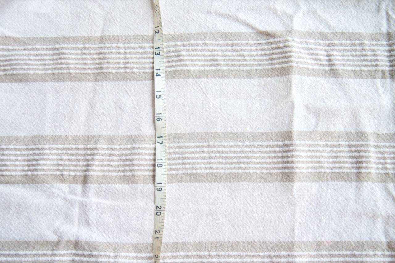 Textured Cotton - White and Beige Stripes