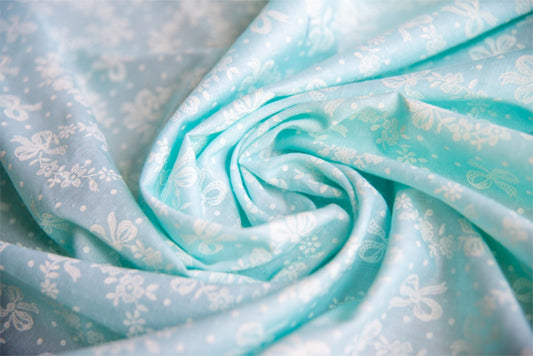 Slubby Cotton - Tiffany Blue + White Bow Print