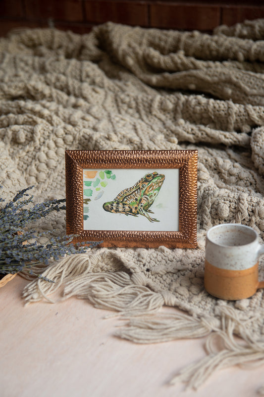 Original Watercolor Toad in Copper Frame