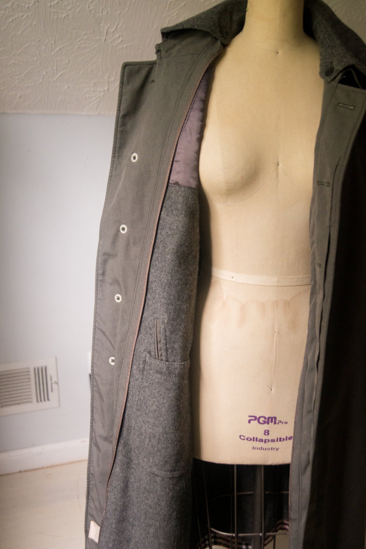 Vintage Stockbridge LTD Trench Coat w/ Removable Wool Liner - Large