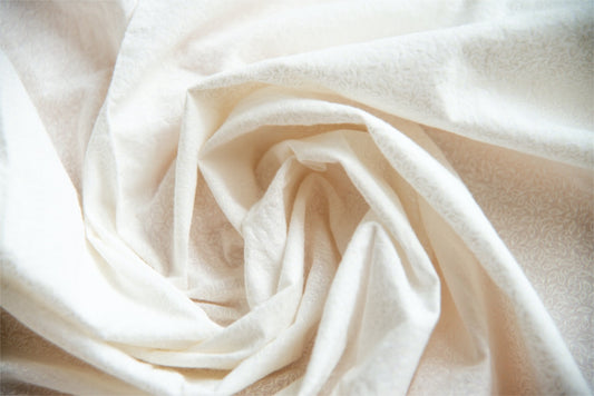 Light Weight Cotton - White on White Botanical Print