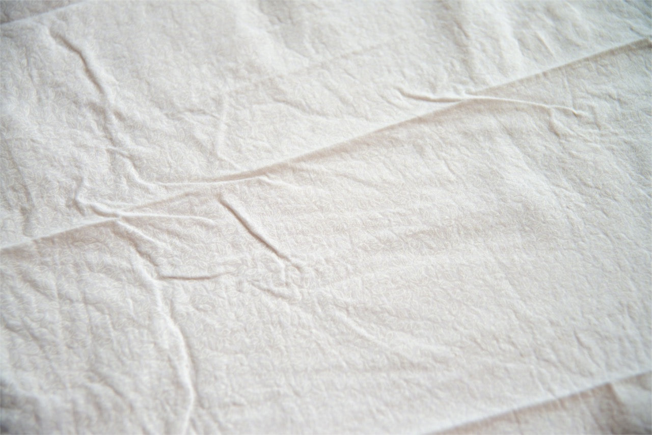 Light Weight Cotton - White on White Botanical Print