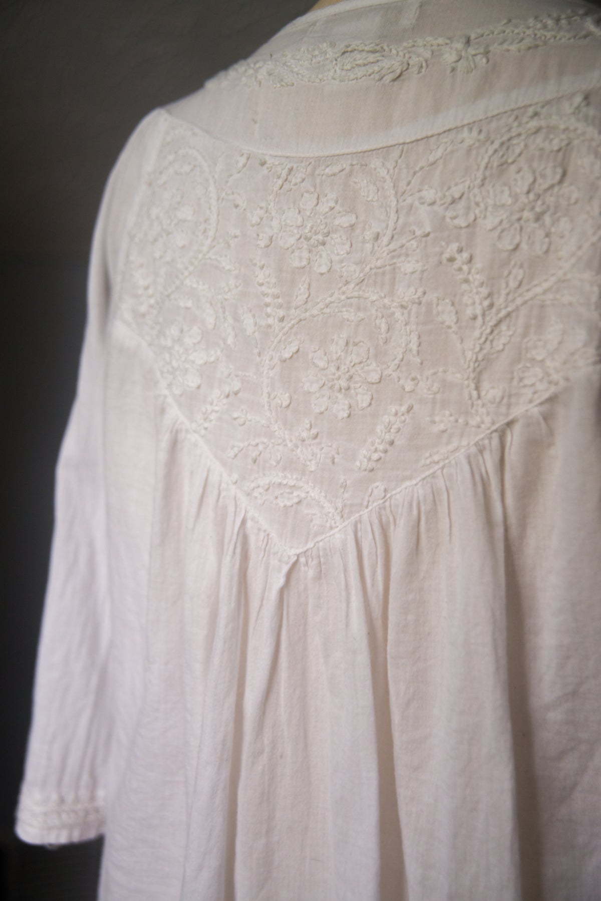 Embroidered White Peasant Blouse - Small
