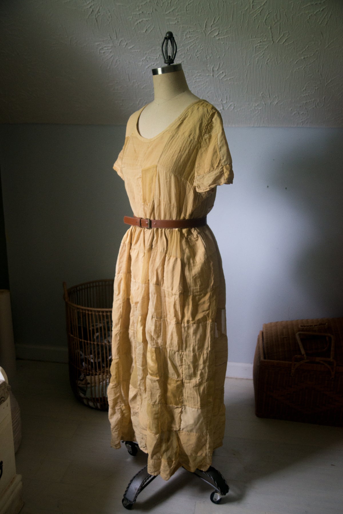 Botanically Dyed, Zero Waste Quilted Dress - MEDIUM