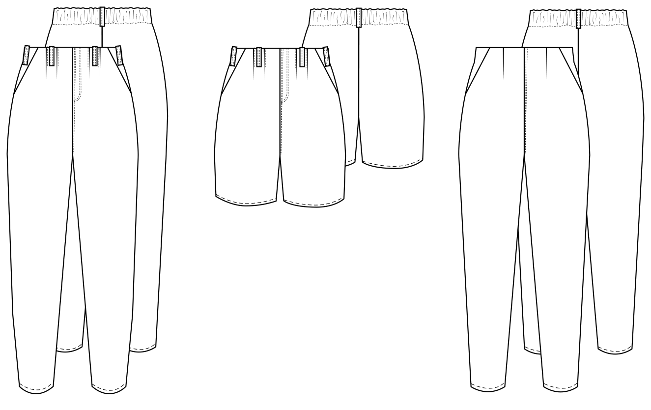Adobe Illustrator Fashion Flat Sketch Sailor Waist Wide-Leg Pants -  Designers Nexus